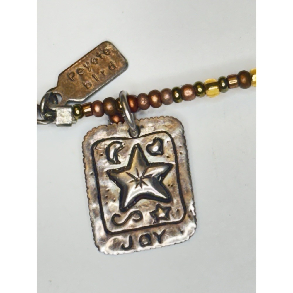 Peyote Bird 925 Sterling Silver Joy Charm Bronze Seed Bead Choker Necklace 16"